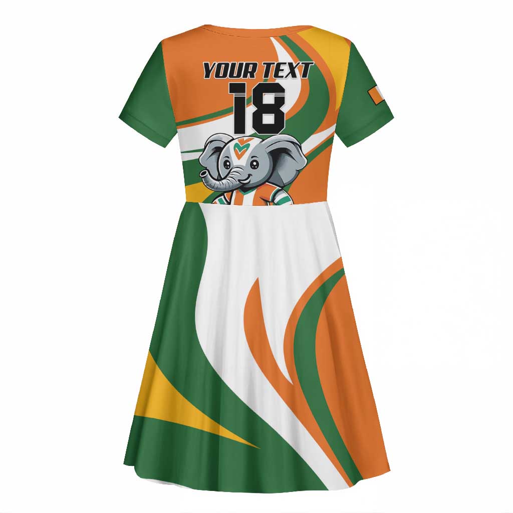 Custom Ivory Coast Football Kid Short Sleeve Dress Les Elephants Mascot LT18