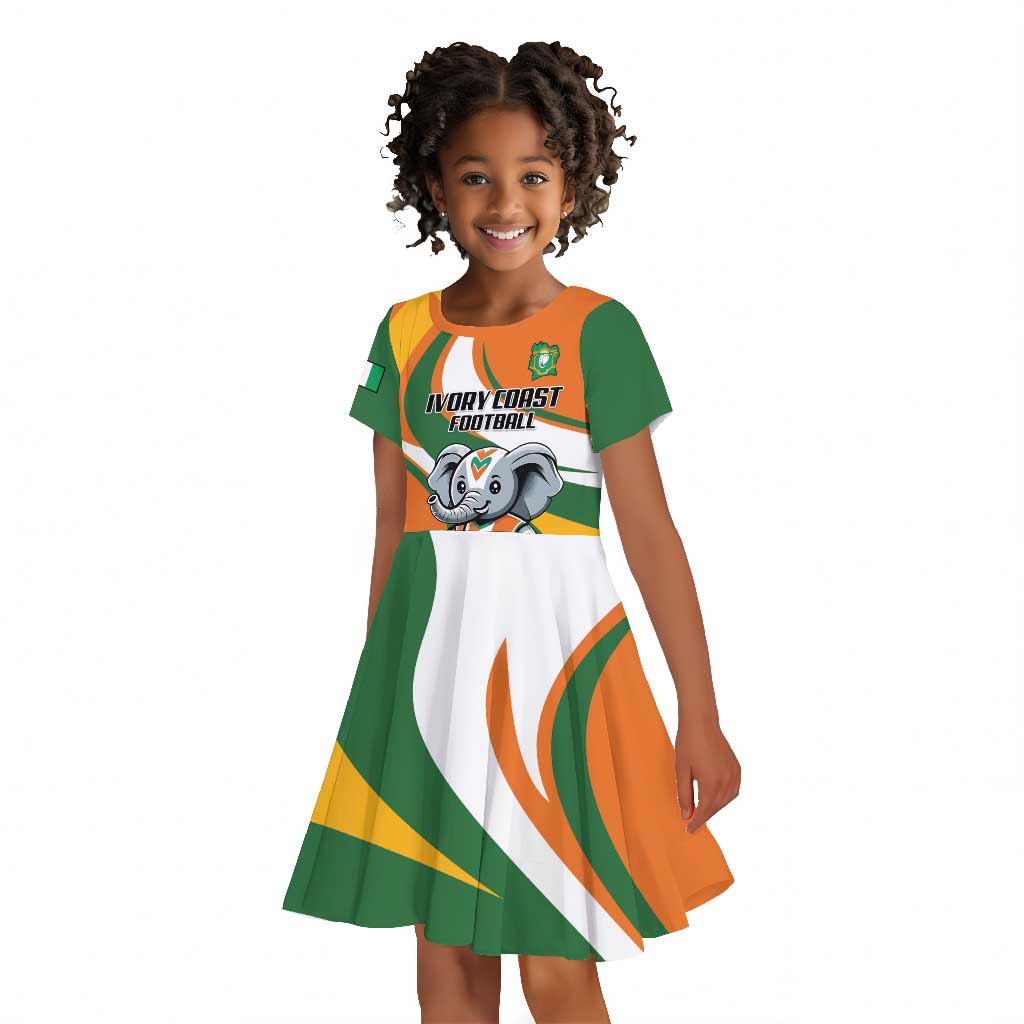 Custom Ivory Coast Football Kid Short Sleeve Dress Les Elephants Mascot LT18