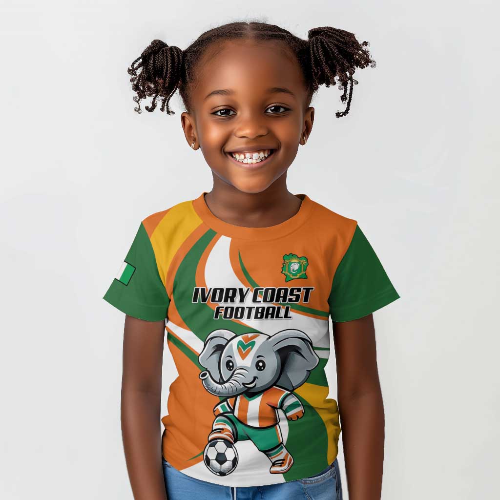 Custom Ivory Coast Football Kid T shirt Les Elephants Mascot LT18