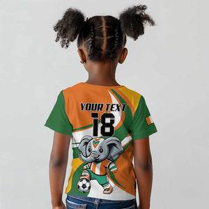 Custom Ivory Coast Football Kid T shirt Les Elephants Mascot LT18