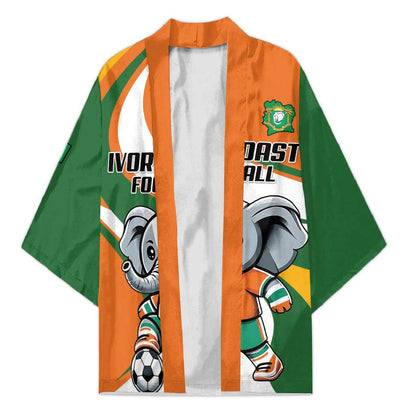 Custom Ivory Coast Football Kimono Les Elephants Mascot - African Pride