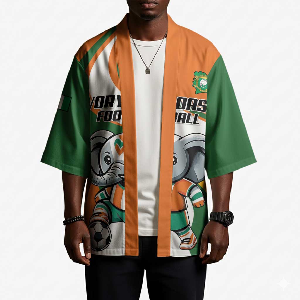 Custom Ivory Coast Football Kimono Les Elephants Mascot - African Pride
