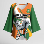 Custom Ivory Coast Football Kimono Sleeve Blouse Les Elephants Mascot - African Pride
