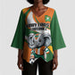 Custom Ivory Coast Football Kimono Sleeve Blouse Les Elephants Mascot - African Pride