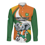 Custom Ivory Coast Football Long Sleeve Button Shirt Les Elephants Mascot - African Pride