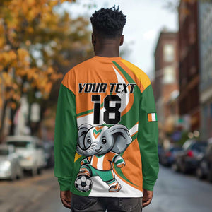 Custom Ivory Coast Football Long Sleeve Shirt Les Elephants Mascot - African Pride