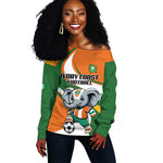 Custom Ivory Coast Football Off Shoulder Sweater Les Elephants Mascot - African Pride