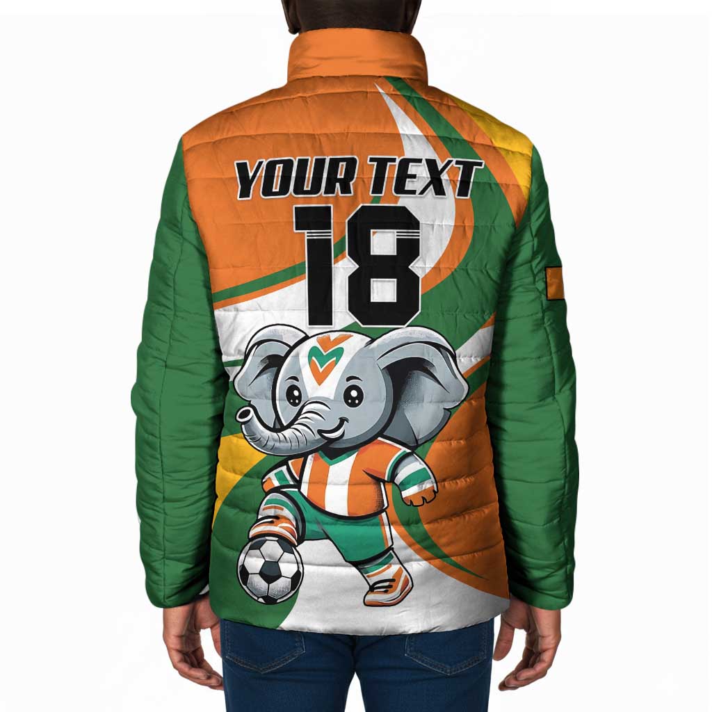 Custom Ivory Coast Football Padded Jacket Les Elephants Mascot - African Pride