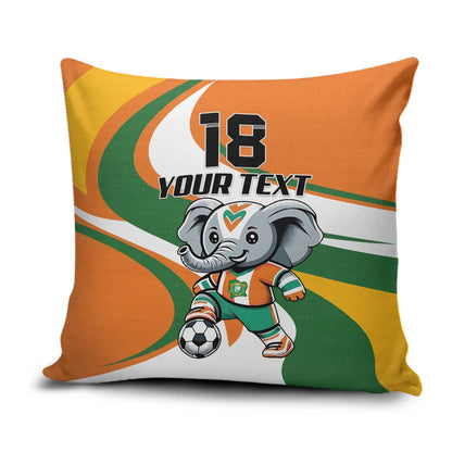 Custom Ivory Coast Football Pillow Cover Les Elephants Mascot - African Pride