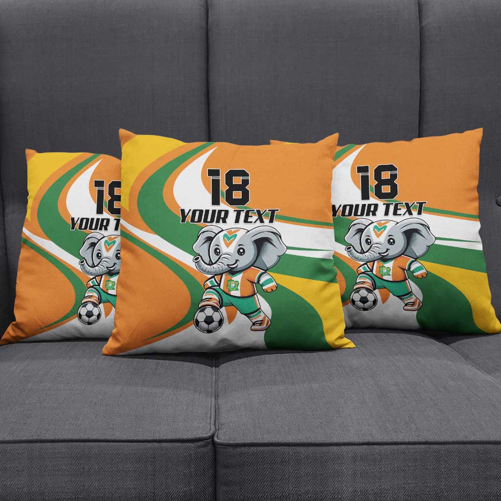 Custom Ivory Coast Football Pillow Cover Les Elephants Mascot - African Pride
