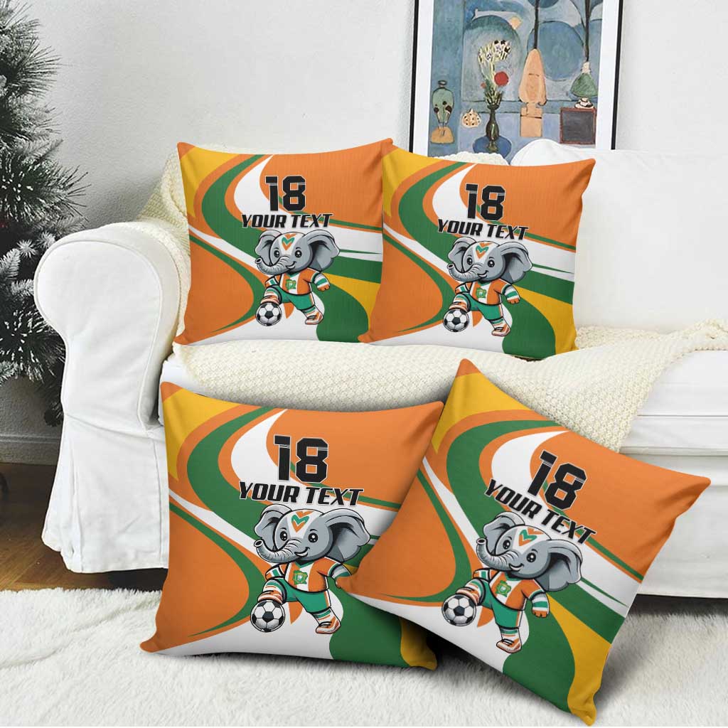Custom Ivory Coast Football Pillow Cover Les Elephants Mascot - African Pride