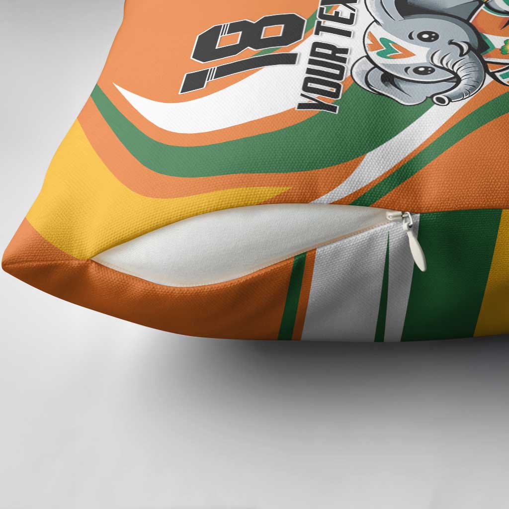 Custom Ivory Coast Football Pillow Cover Les Elephants Mascot - African Pride
