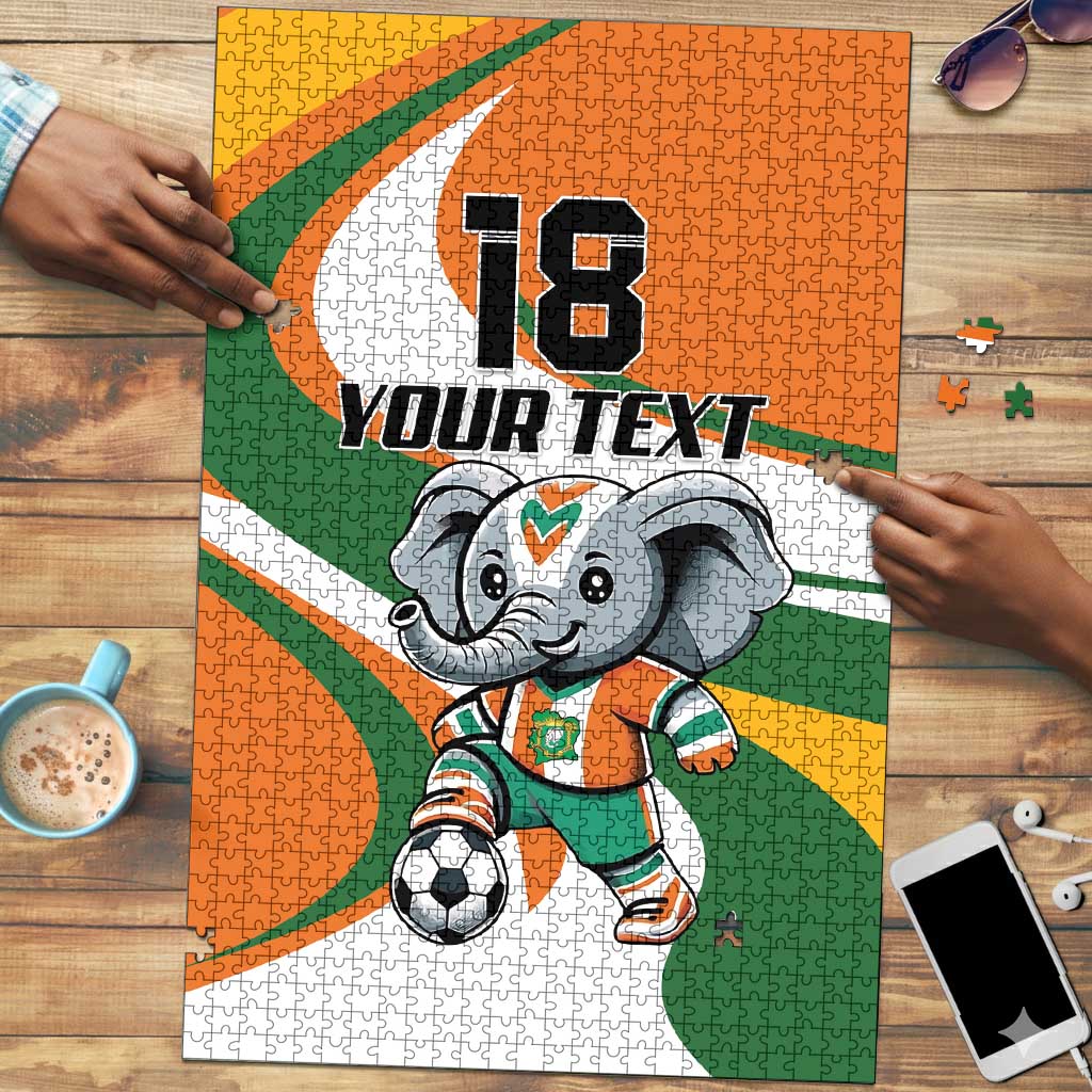 Custom Ivory Coast Football Puzzle Les Elephants Mascot - African Pride