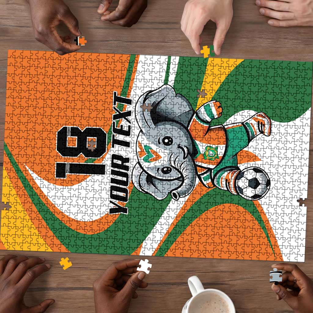 Custom Ivory Coast Football Puzzle Les Elephants Mascot - African Pride