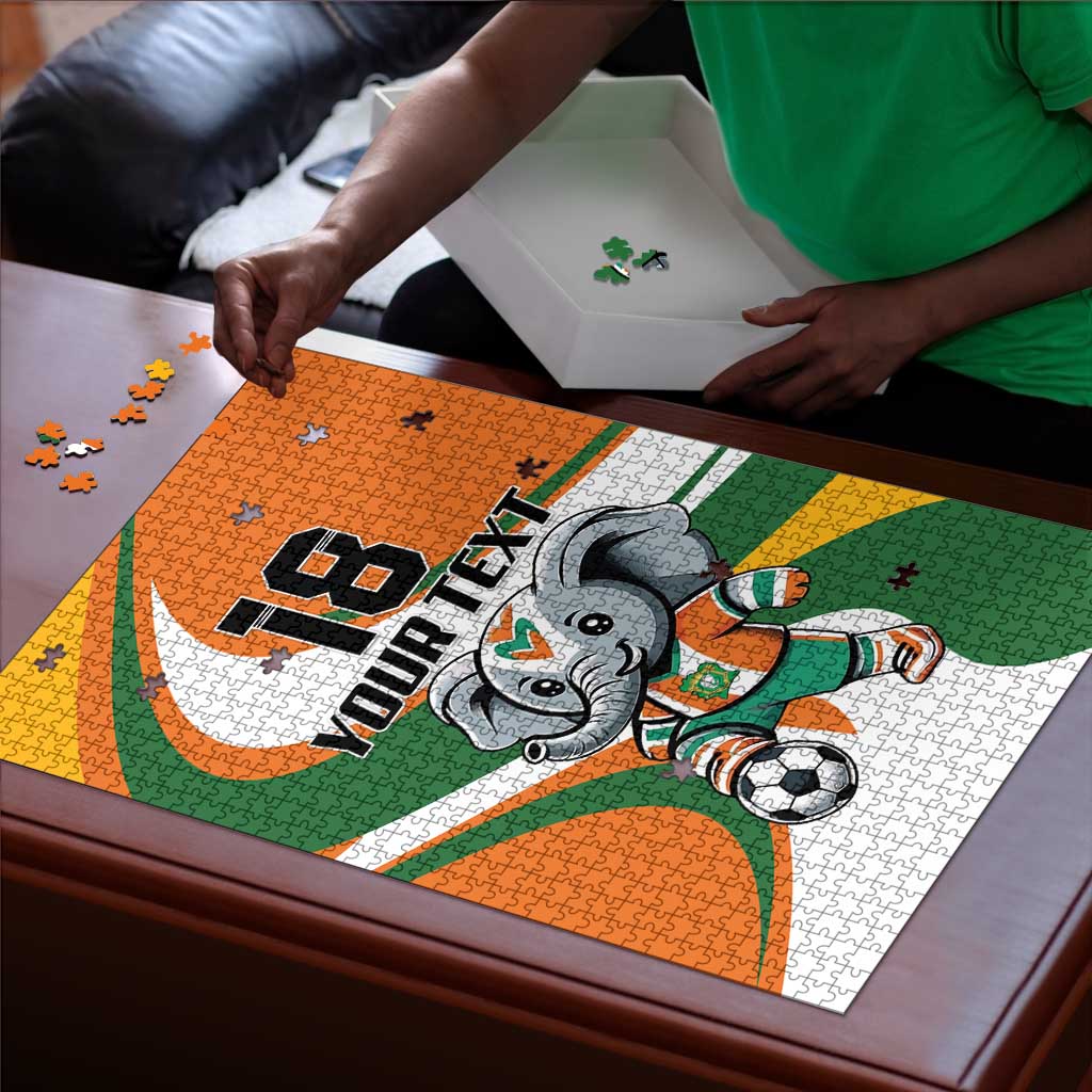Custom Ivory Coast Football Puzzle Les Elephants Mascot - African Pride