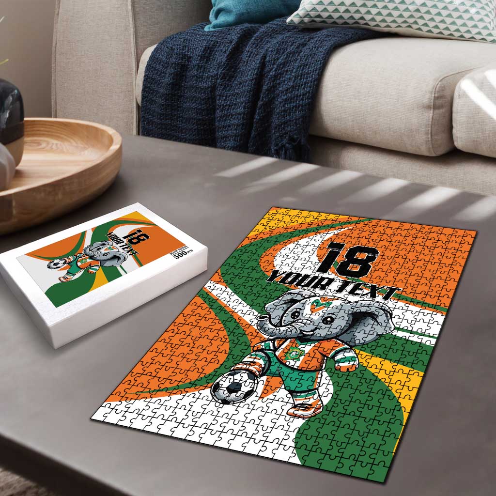 Custom Ivory Coast Football Puzzle Les Elephants Mascot - African Pride