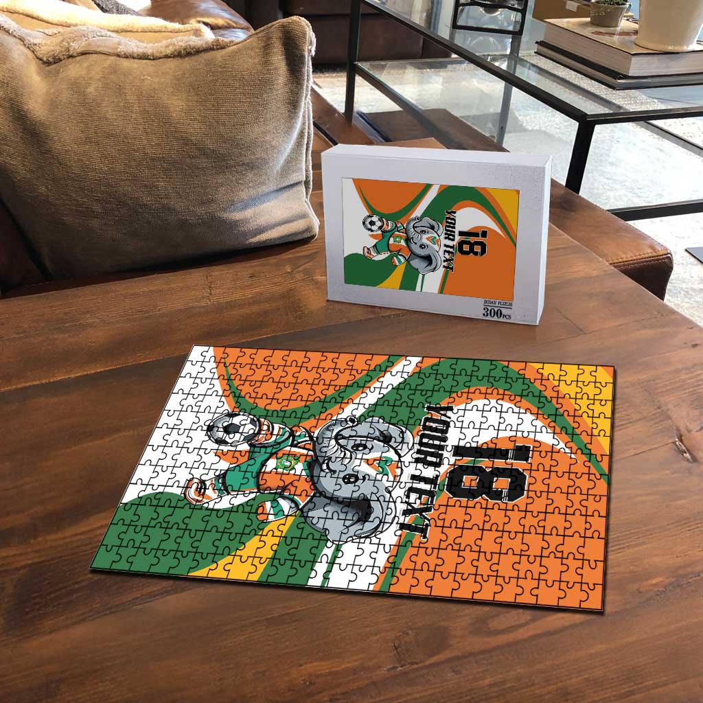 Custom Ivory Coast Football Puzzle Les Elephants Mascot - African Pride