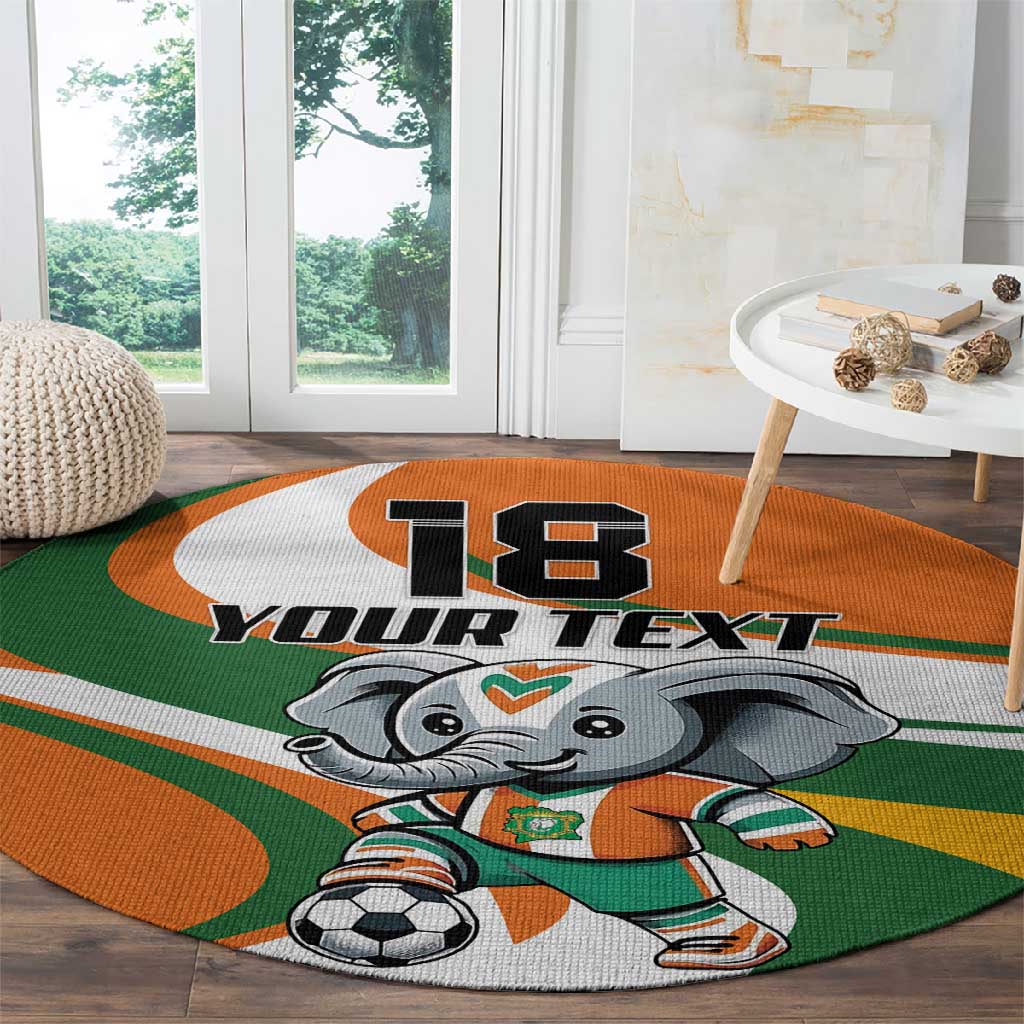 Custom Ivory Coast Football Round Carpet Les Elephants Mascot - African Pride