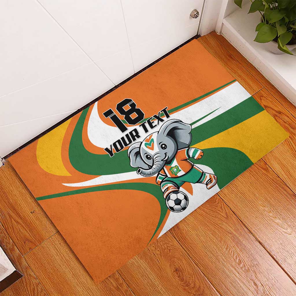 Custom Ivory Coast Football Rubber Doormat Les Elephants Mascot - African Pride