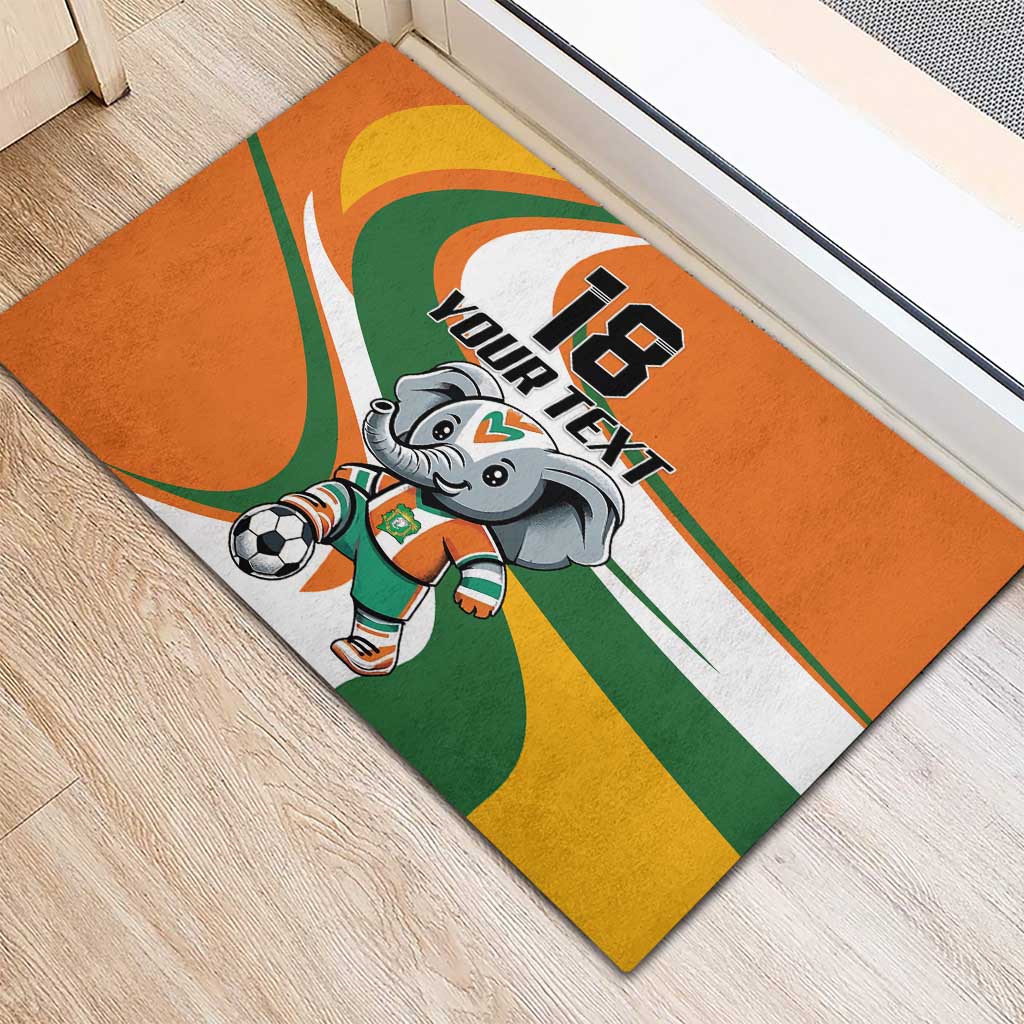 Custom Ivory Coast Football Rubber Doormat Les Elephants Mascot - African Pride
