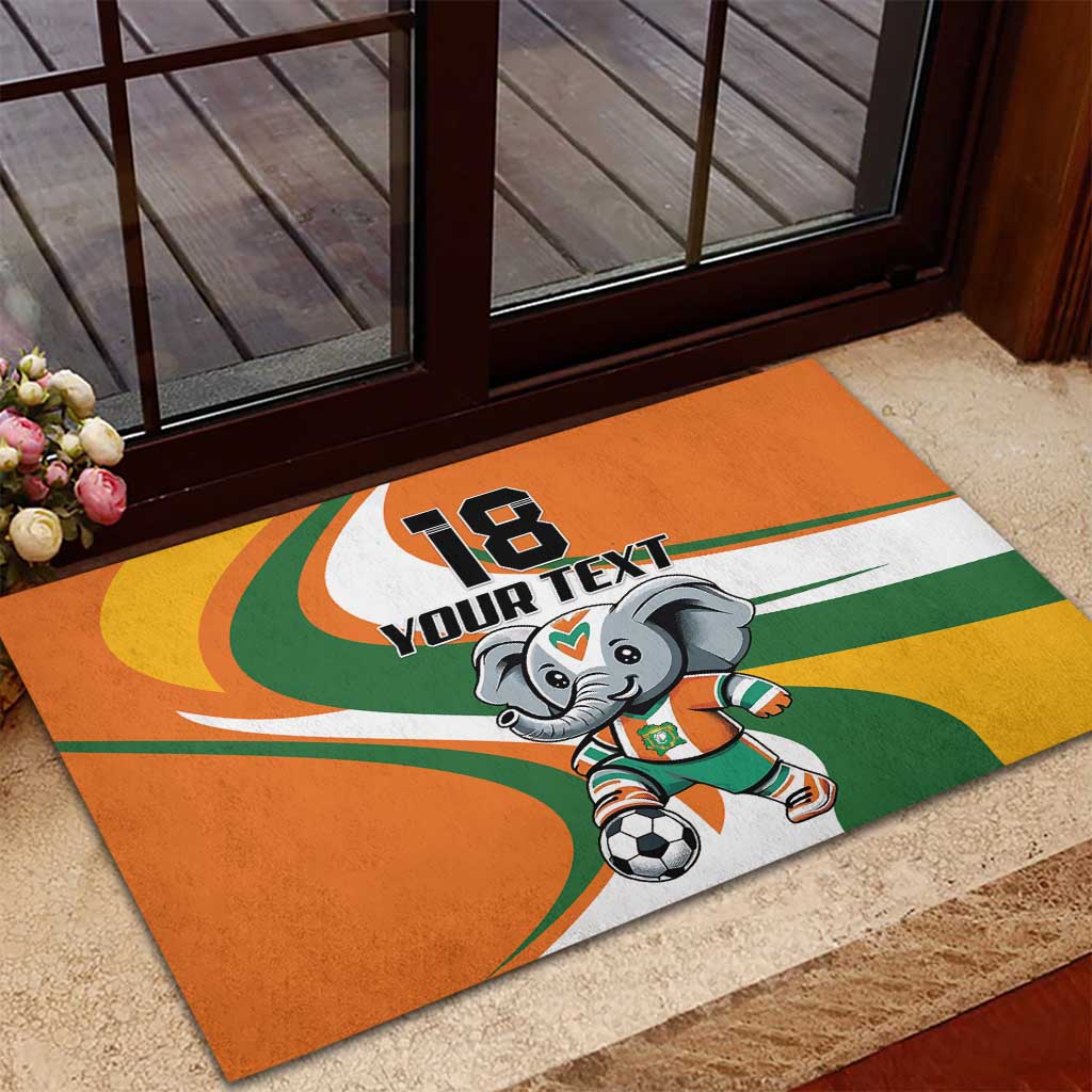 Custom Ivory Coast Football Rubber Doormat Les Elephants Mascot - African Pride
