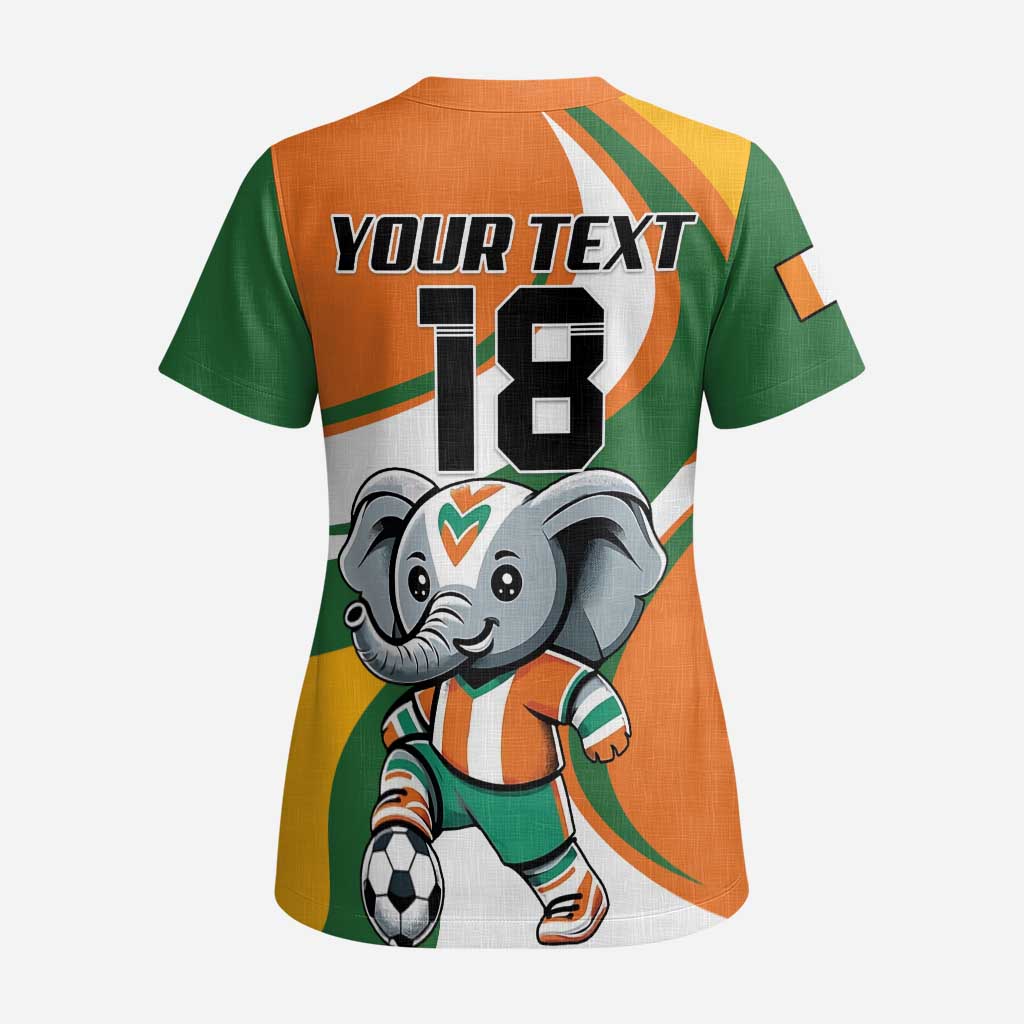 Custom Ivory Coast Football Scrub Top Les Elephants Mascot - African Pride