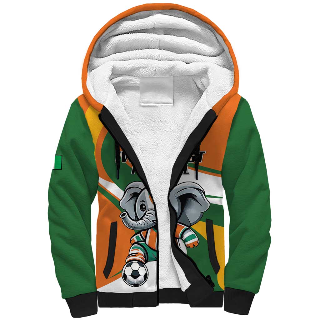 Custom Ivory Coast Football Sherpa Hoodie Les Elephants Mascot - African Pride