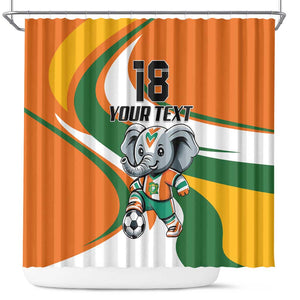 Custom Ivory Coast Football Shower Curtain Les Elephants Mascot - African Pride