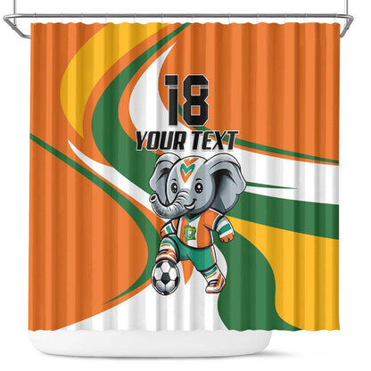 Custom Ivory Coast Football Shower Curtain Les Elephants Mascot - African Pride