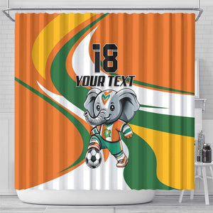 Custom Ivory Coast Football Shower Curtain Les Elephants Mascot - African Pride