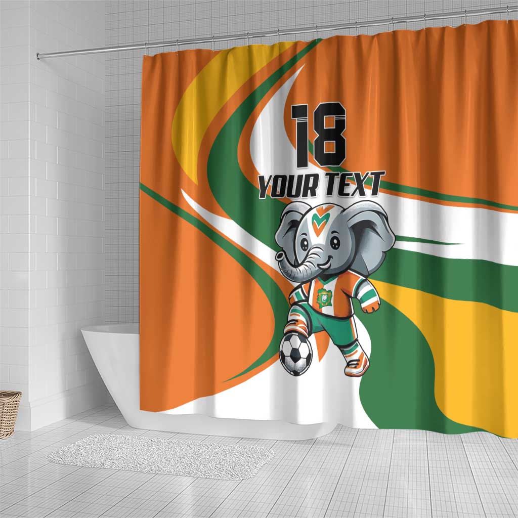 Custom Ivory Coast Football Shower Curtain Les Elephants Mascot - African Pride