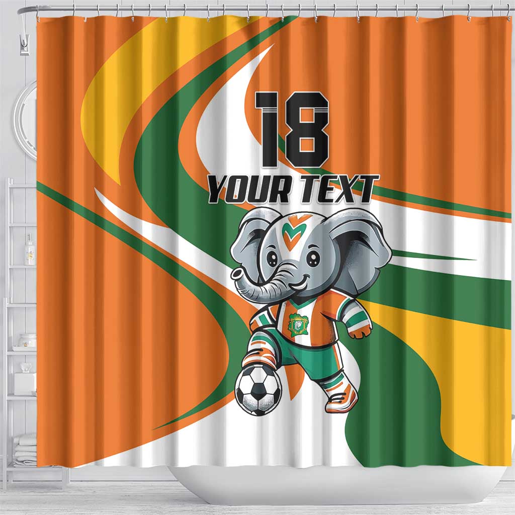 Custom Ivory Coast Football Shower Curtain Les Elephants Mascot - African Pride