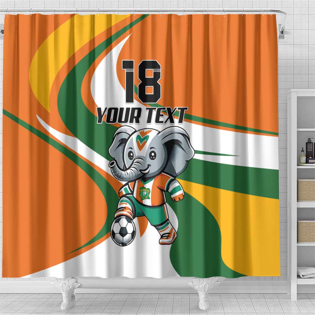 Custom Ivory Coast Football Shower Curtain Les Elephants Mascot - African Pride