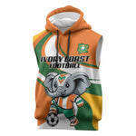 Custom Ivory Coast Football Sleeveless Hoodie Les Elephants Mascot - African Pride