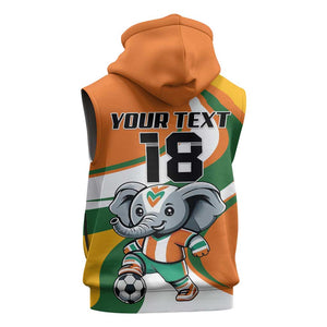 Custom Ivory Coast Football Sleeveless Hoodie Les Elephants Mascot - African Pride