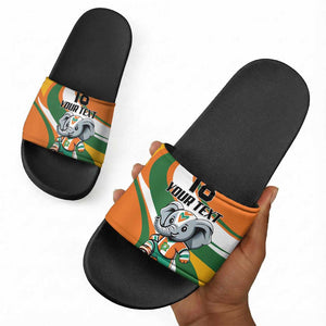 Custom Ivory Coast Football Slide Sandals Les Elephants Mascot - African Pride