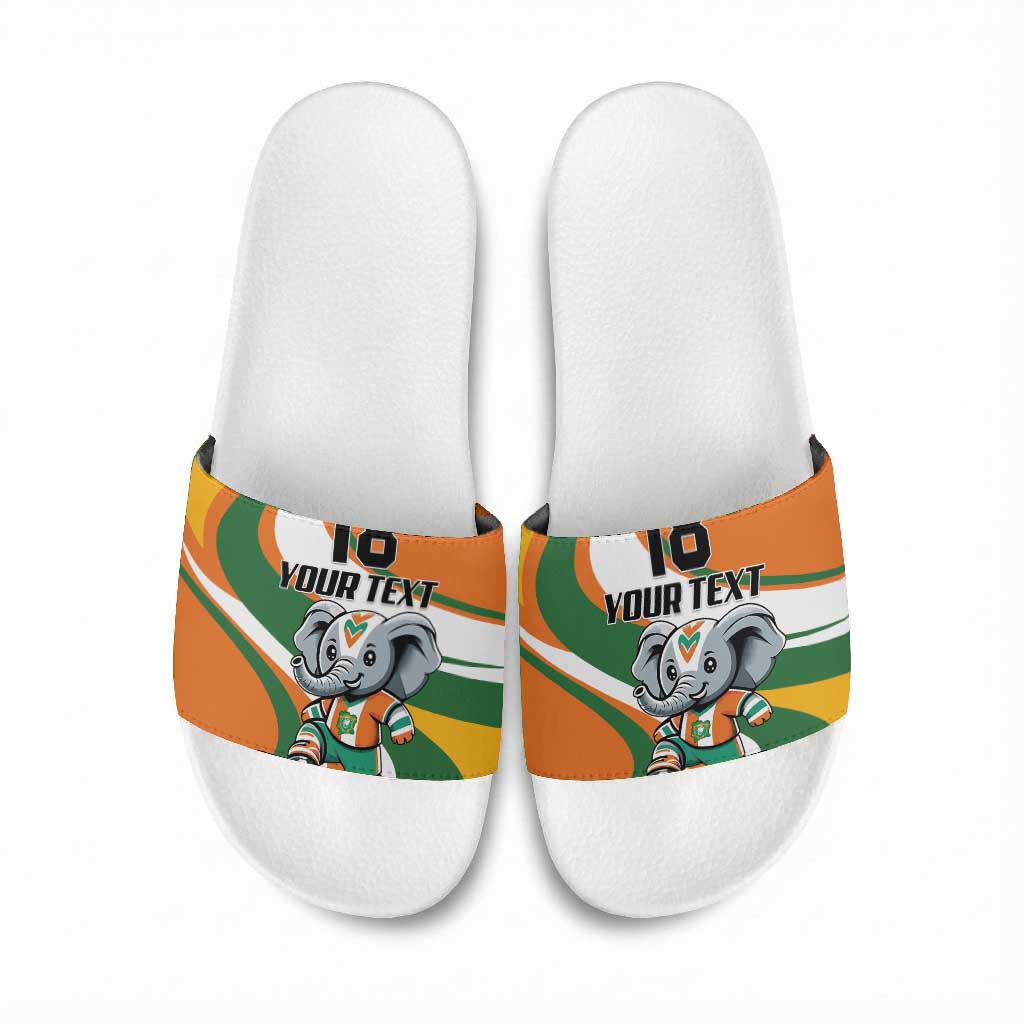 Custom Ivory Coast Football Slide Sandals Les Elephants Mascot - African Pride