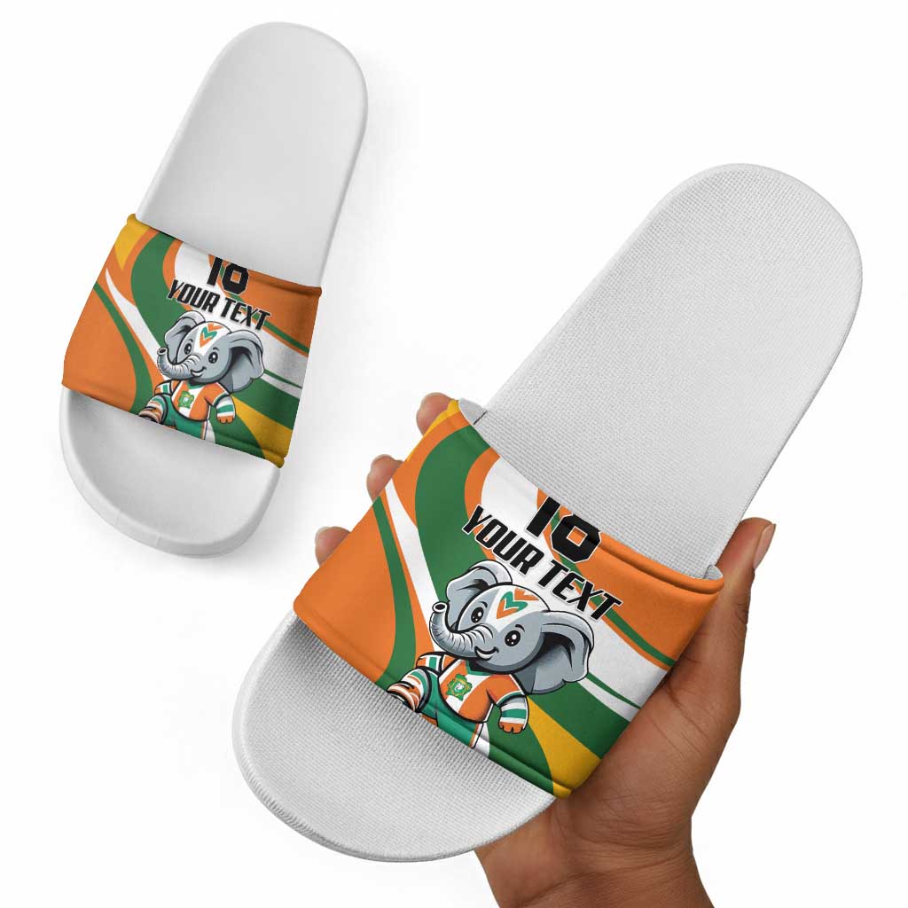 Custom Ivory Coast Football Slide Sandals Les Elephants Mascot - African Pride