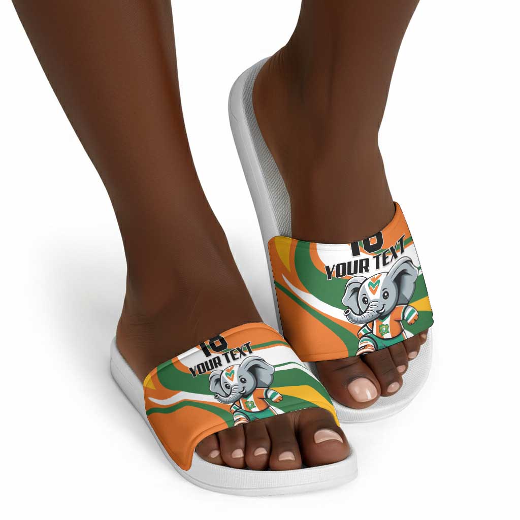 Custom Ivory Coast Football Slide Sandals Les Elephants Mascot - African Pride