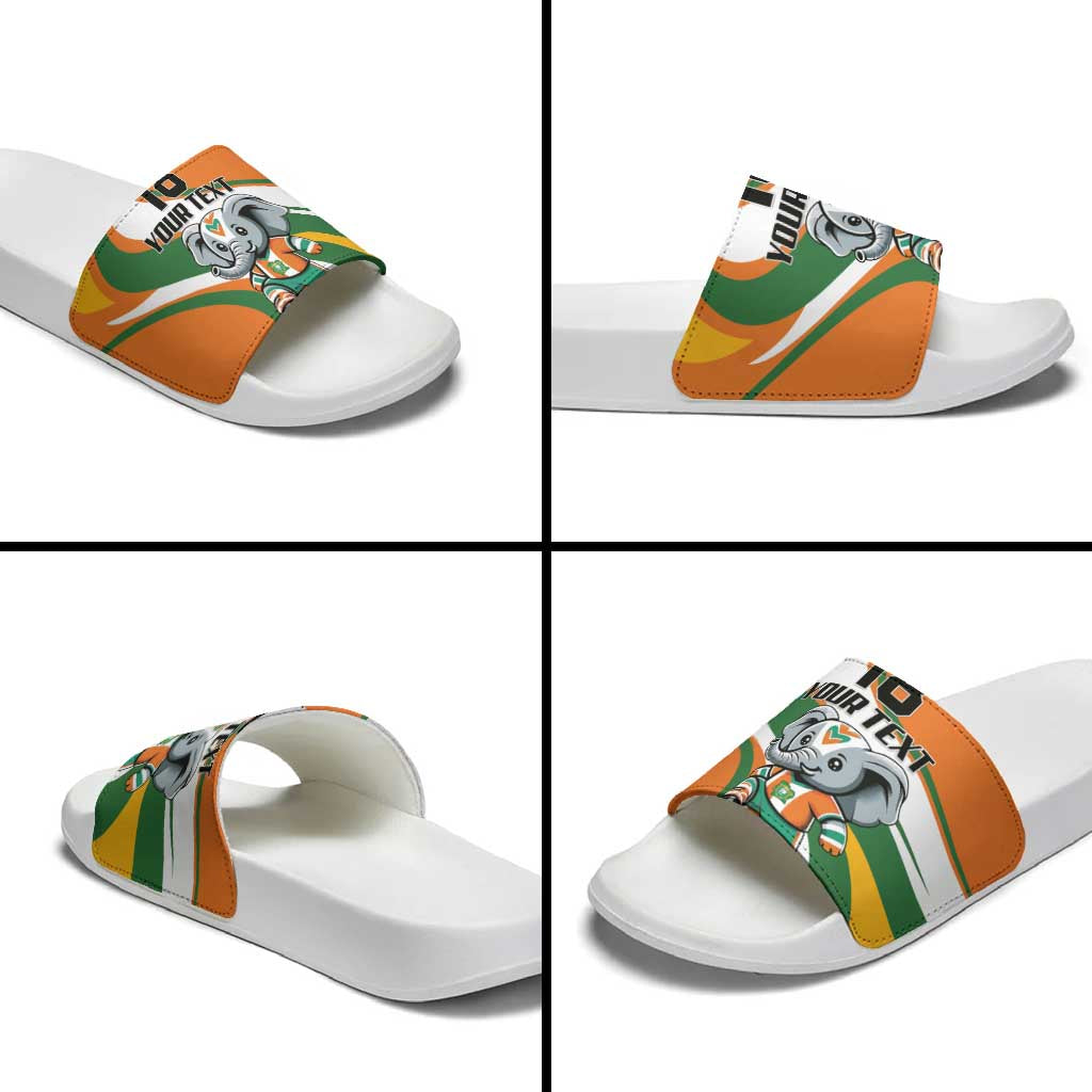 Custom Ivory Coast Football Slide Sandals Les Elephants Mascot - African Pride