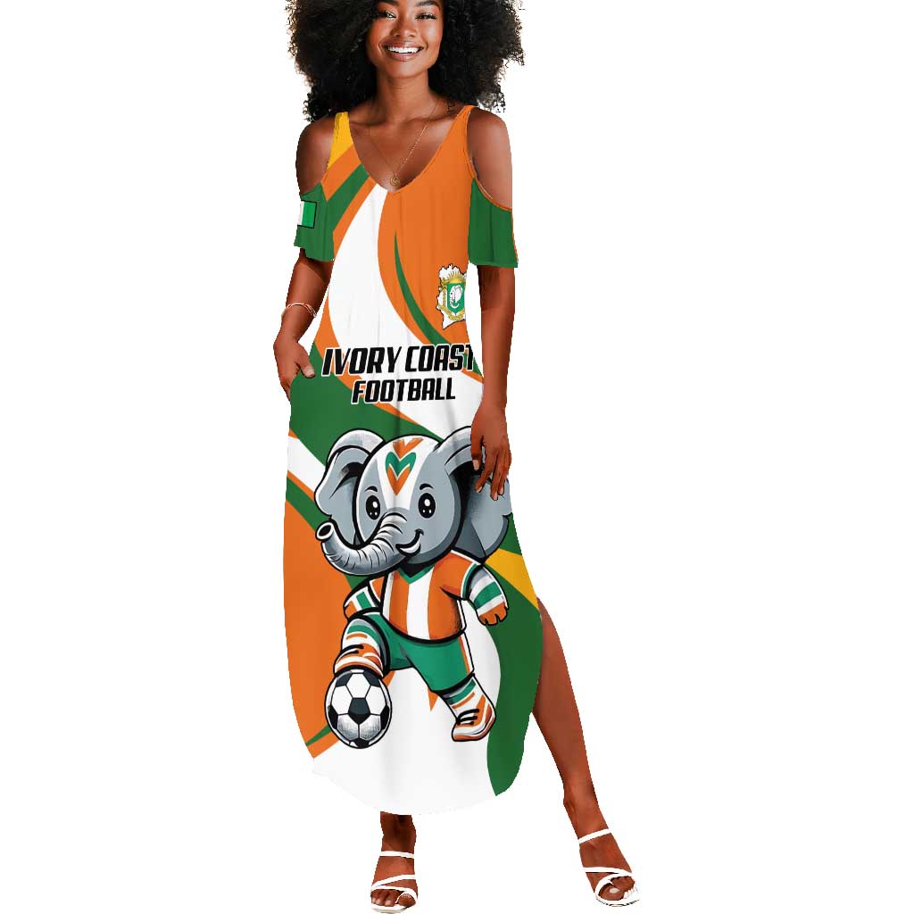 Custom Ivory Coast Football Summer Maxi Dress Les Elephants Mascot LT18