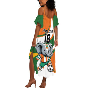Custom Ivory Coast Football Summer Maxi Dress Les Elephants Mascot LT18