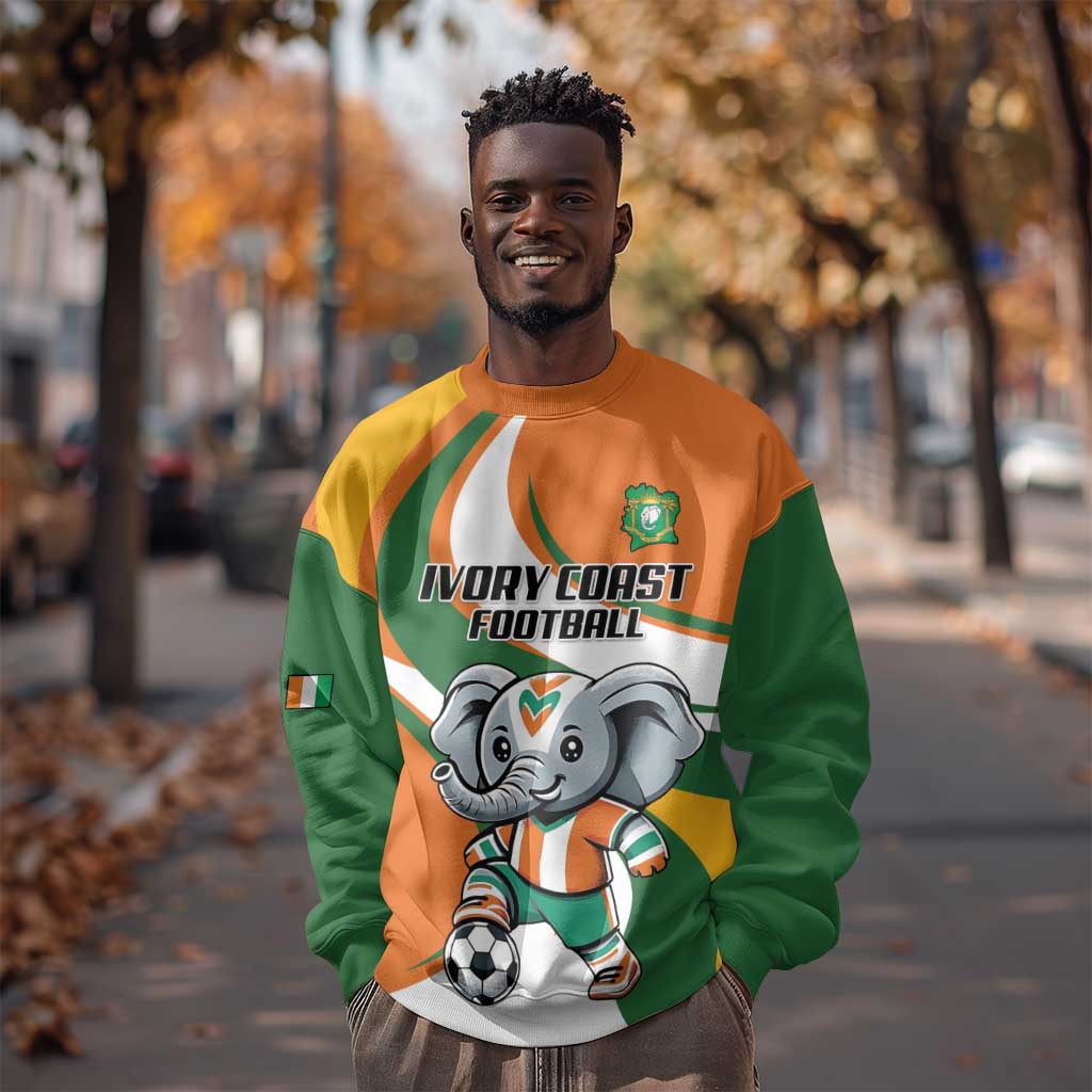 Custom Ivory Coast Football Sweatshirt Les Elephants Mascot - African Pride