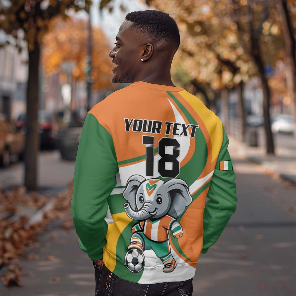 Custom Ivory Coast Football Sweatshirt Les Elephants Mascot - African Pride