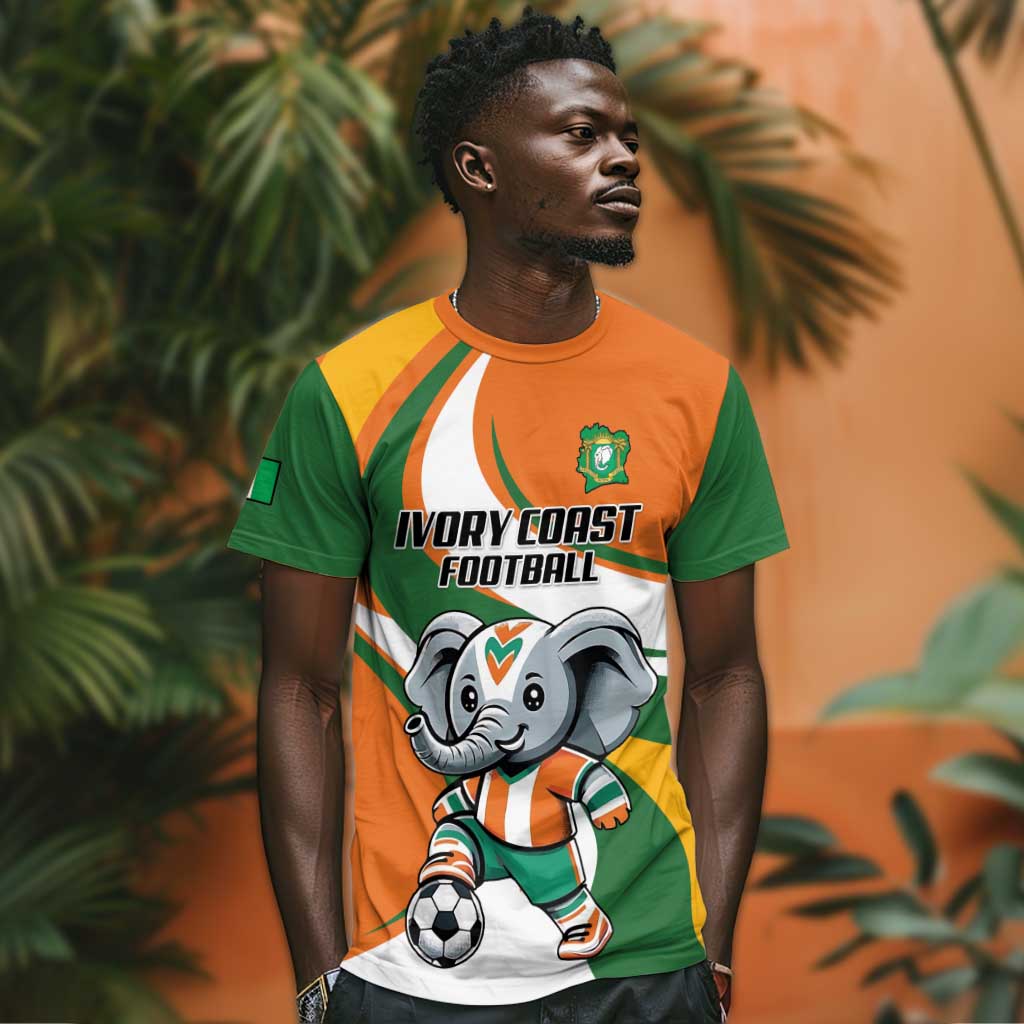 Custom Ivory Coast Football T shirt Les Elephants Mascot LT18