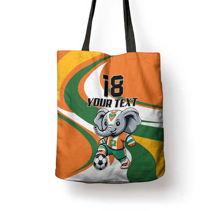 Custom Ivory Coast Football Tote Bag Les Elephants Mascot - African Pride