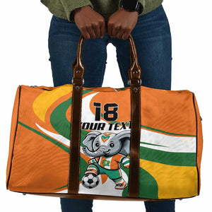 Custom Ivory Coast Football Travel Bag Les Elephants Mascot - African Pride