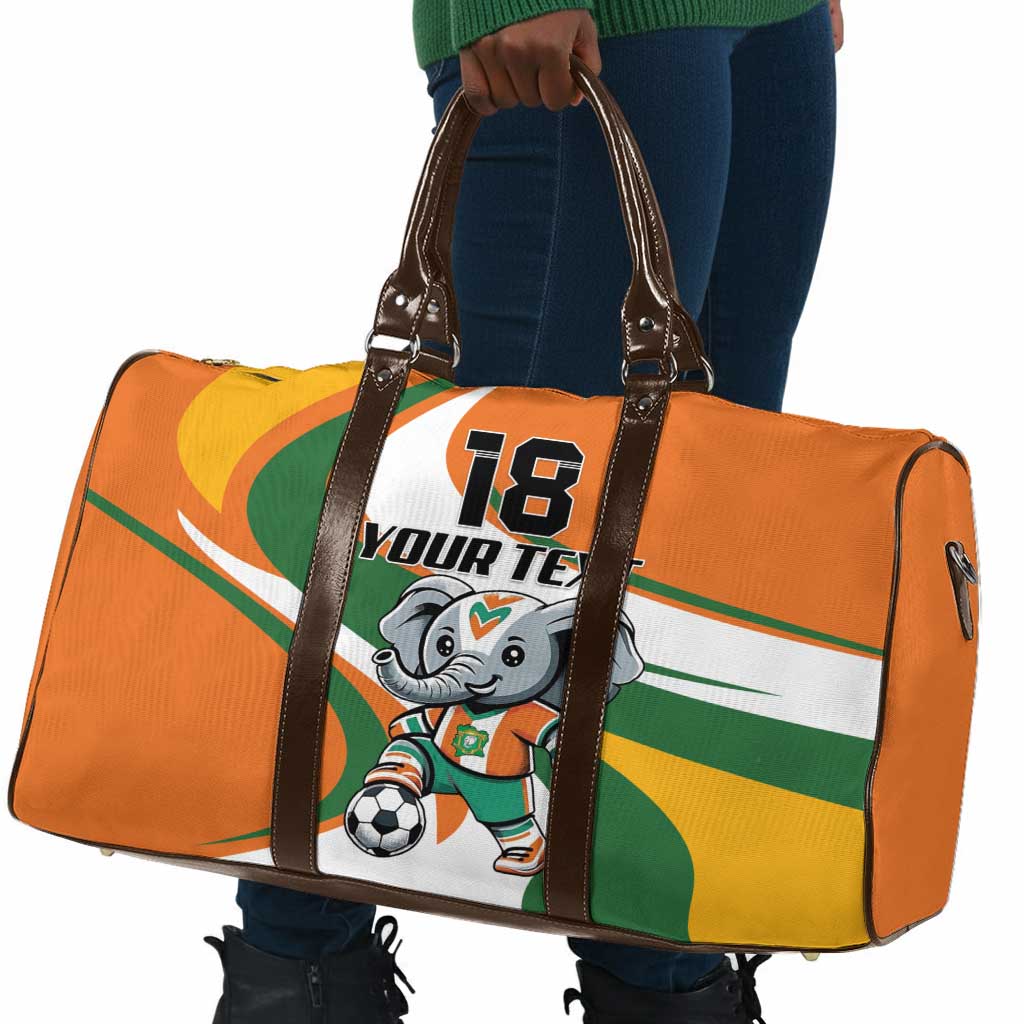 Custom Ivory Coast Football Travel Bag Les Elephants Mascot - African Pride