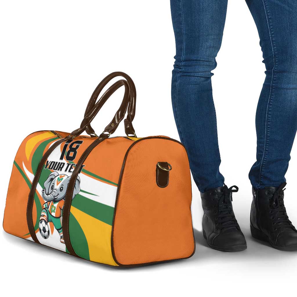 Custom Ivory Coast Football Travel Bag Les Elephants Mascot - African Pride