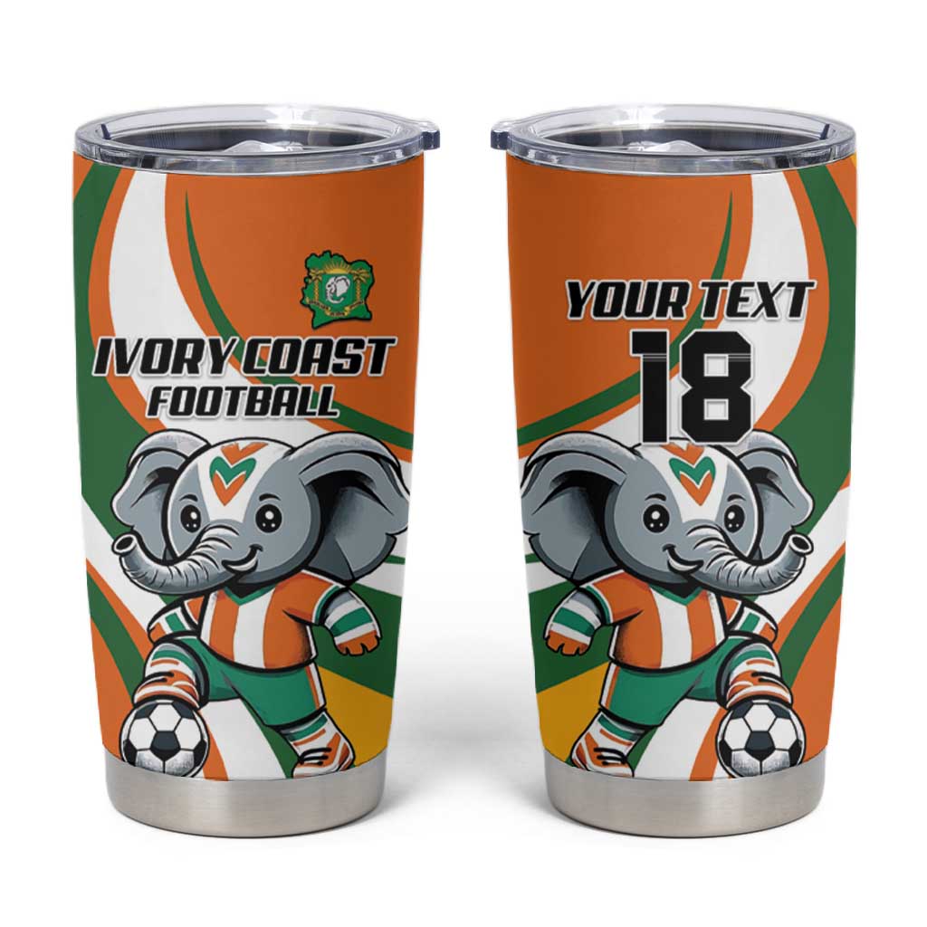 Custom Ivory Coast Football Tumbler Cup Les Elephants Mascot - African Pride
